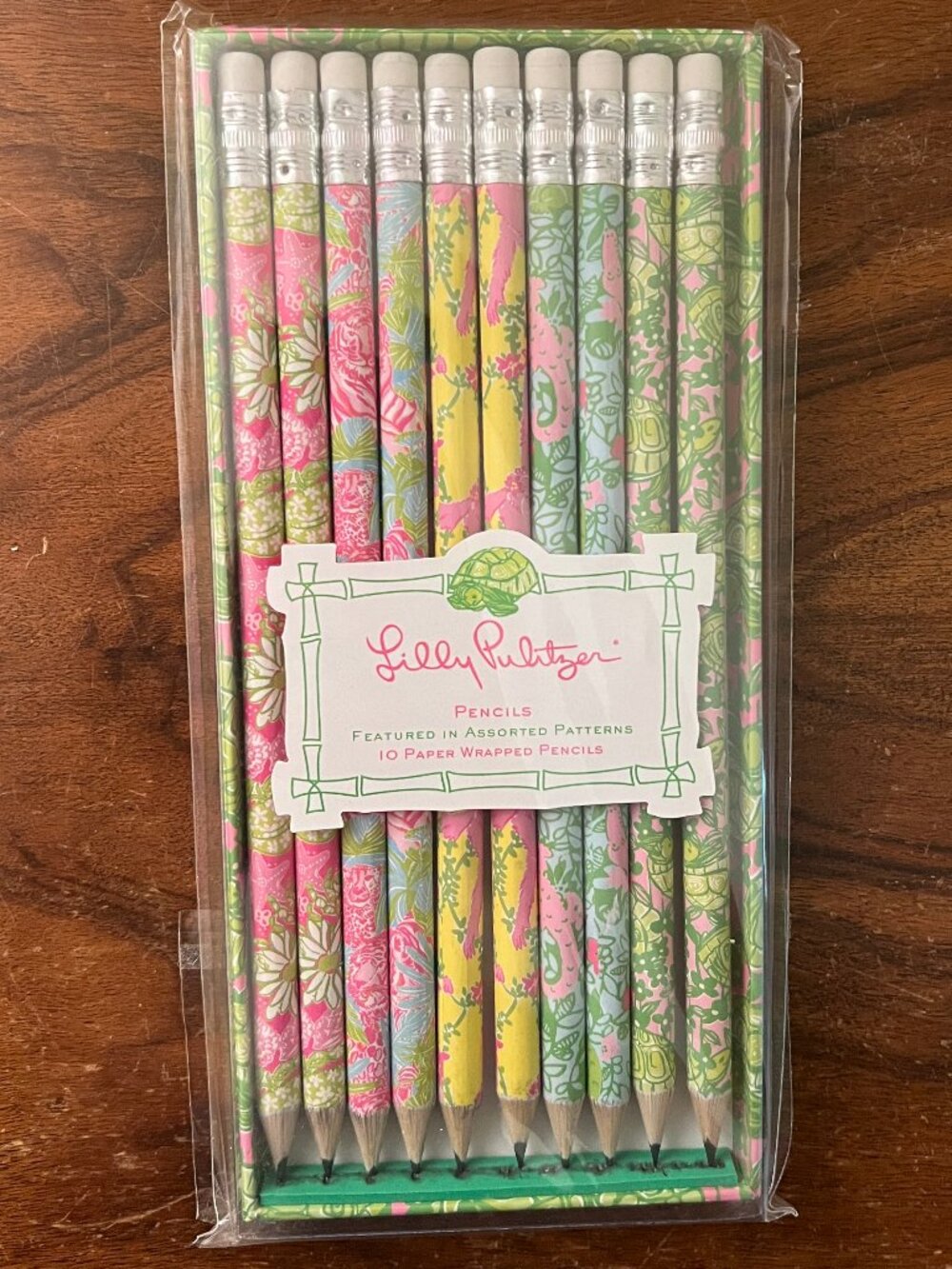 Lilly Pulitzer Pencils Set of 10 Featuring 5 Assorted Patterns w Pencil Tray NWT